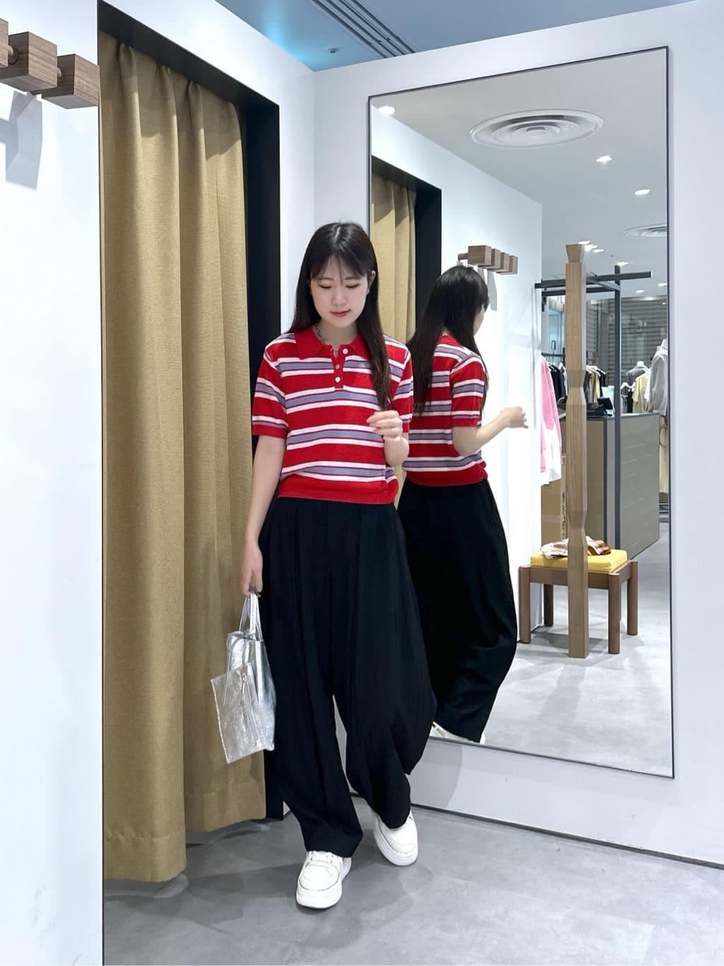 Renoさんの「INDIVI｜ジャカードポロニット」を使ったコーディネート