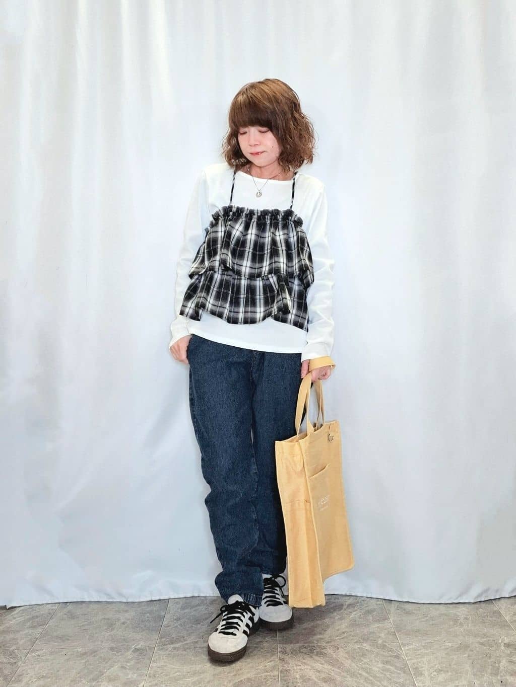ぬーさんの「SHOO･LA･RUE｜【洗濯機可/S-LL】さらっと快適　麻調ゆるリブブルゾン」を使ったコーディネート