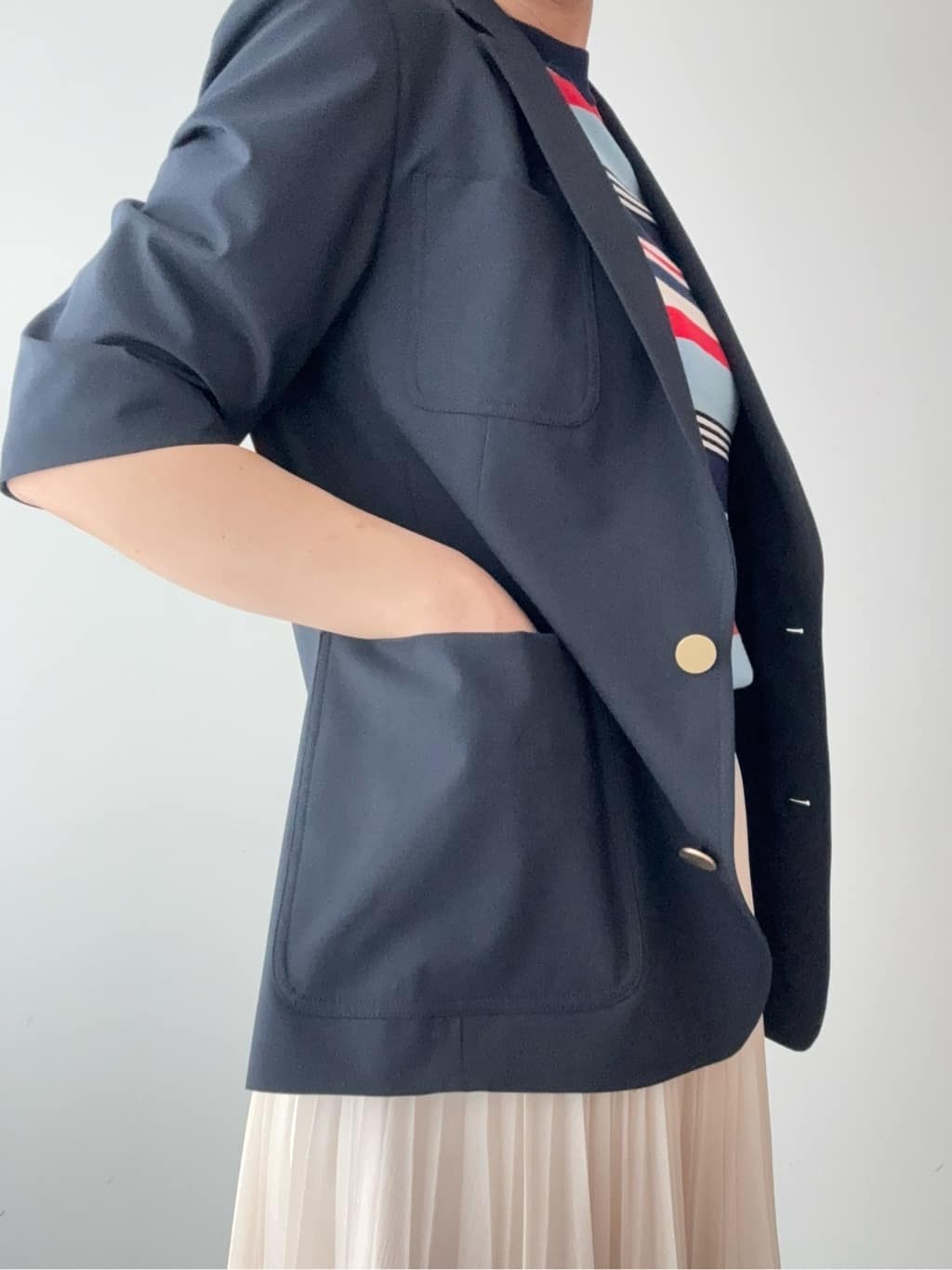 BUNさんの「DRESSTERIOR｜【接触冷感/セットアップ可】 2WAYストレッチスリークオータージャケット」を使ったコーディネート