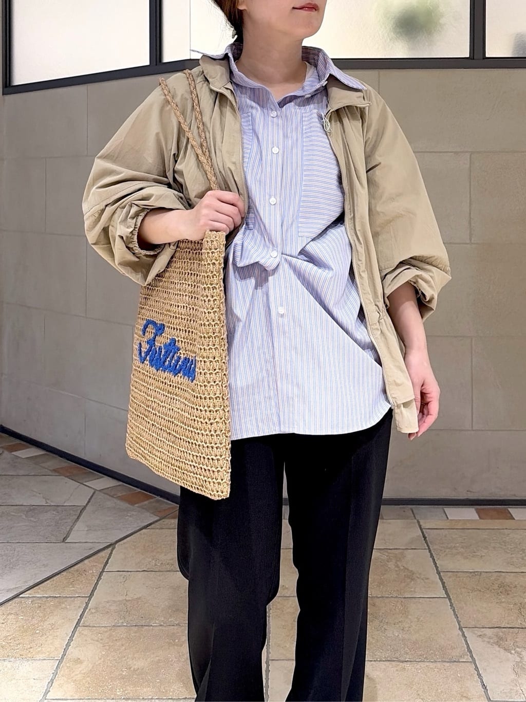 よねさんの「INDIVI｜シャーリングペプラムブルゾン」を使ったコーディネート