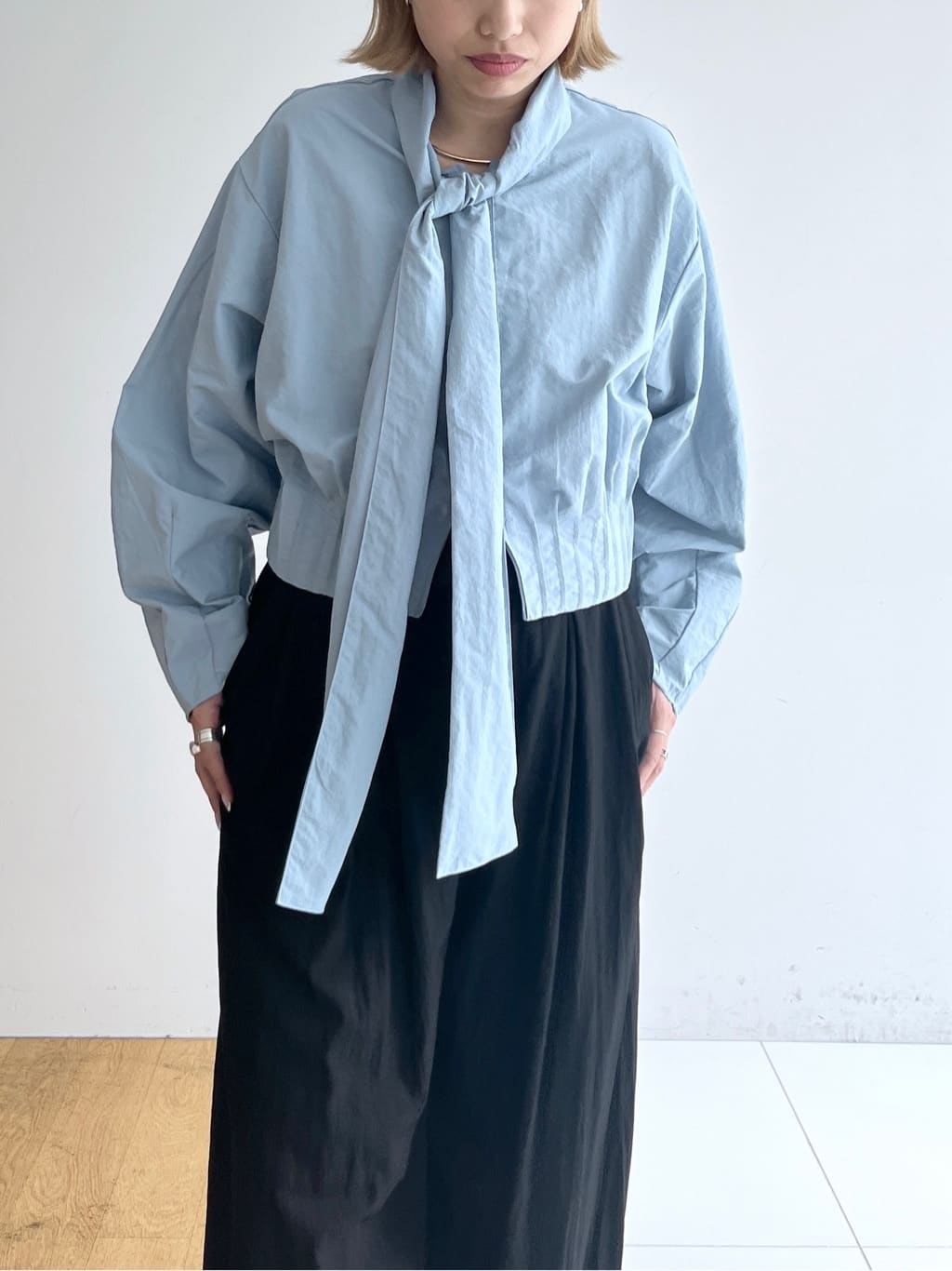 Harukaさんの「INDIVI｜ボウタイシャツブルゾン」を使ったコーディネート