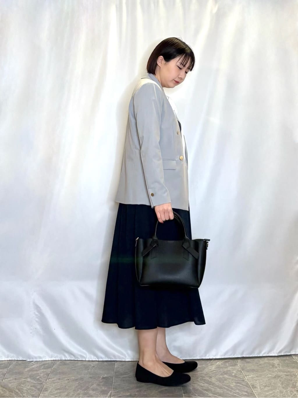 ネリさんの「SHOO･LA･RUE｜【セットアップ可/S-LL/洗濯機可】マニッシュに決まる ダブルブレストジャケット」を使ったコーディネート