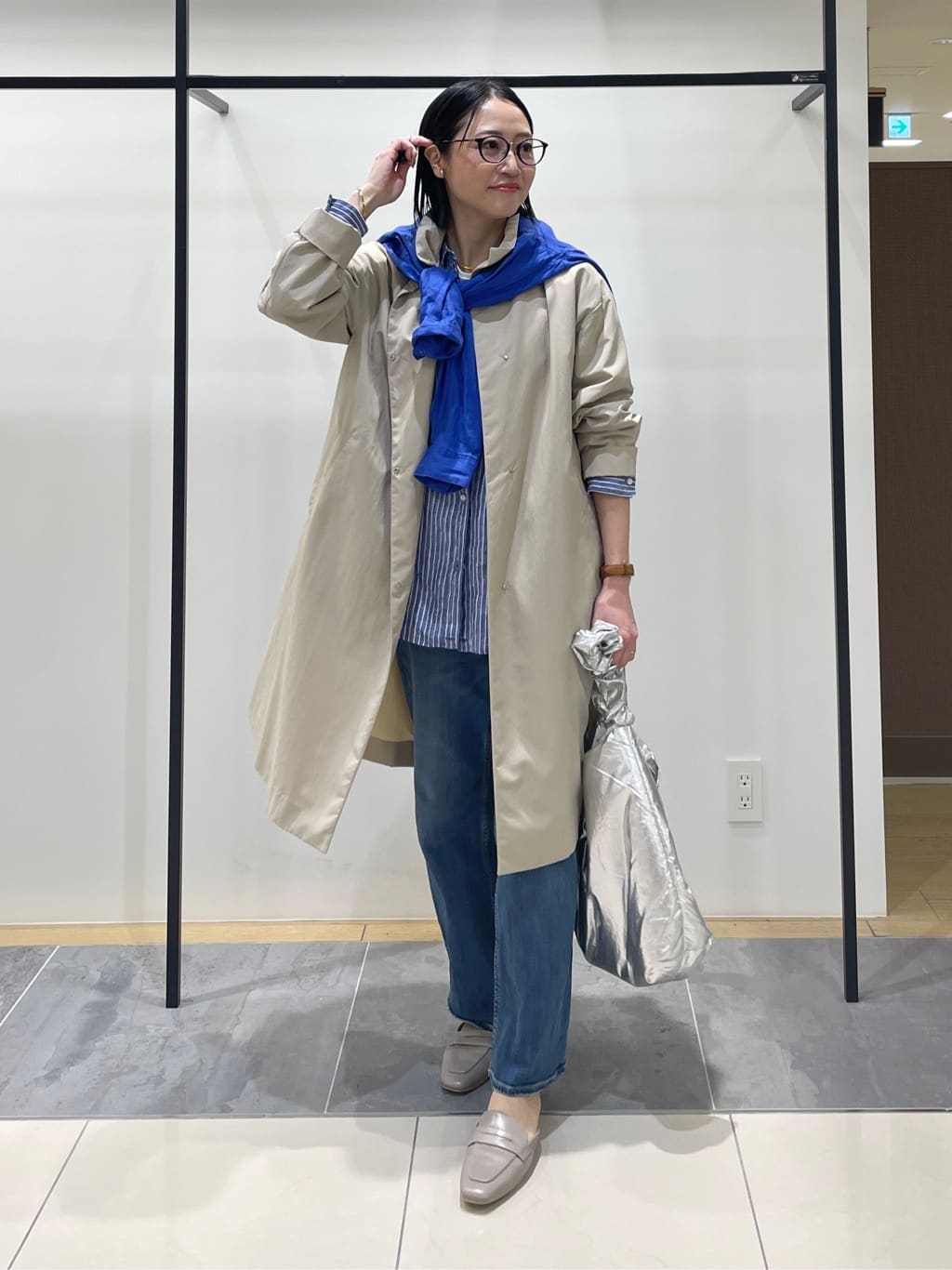 shihoさんの「INDIVI｜【接触冷感／2WAY】カシュクールリネンシャツ」を使ったコーディネート