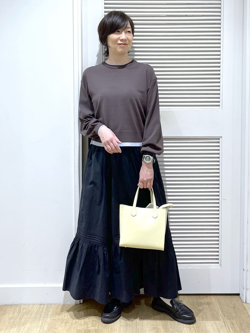 Miyazakiさんの「Dessin｜【洗える】バイカラーデザインニット」を使ったコーディネート