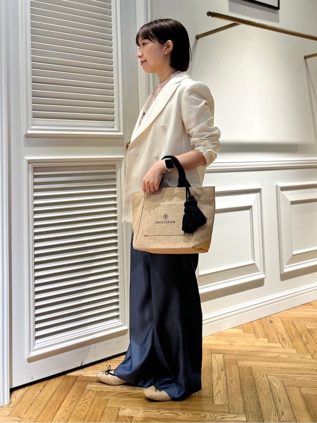 つじ まこさんの「DRESSTERIOR｜【セットアップ可】リネンブレンドダブルブレストジャケット」を使ったコーディネート