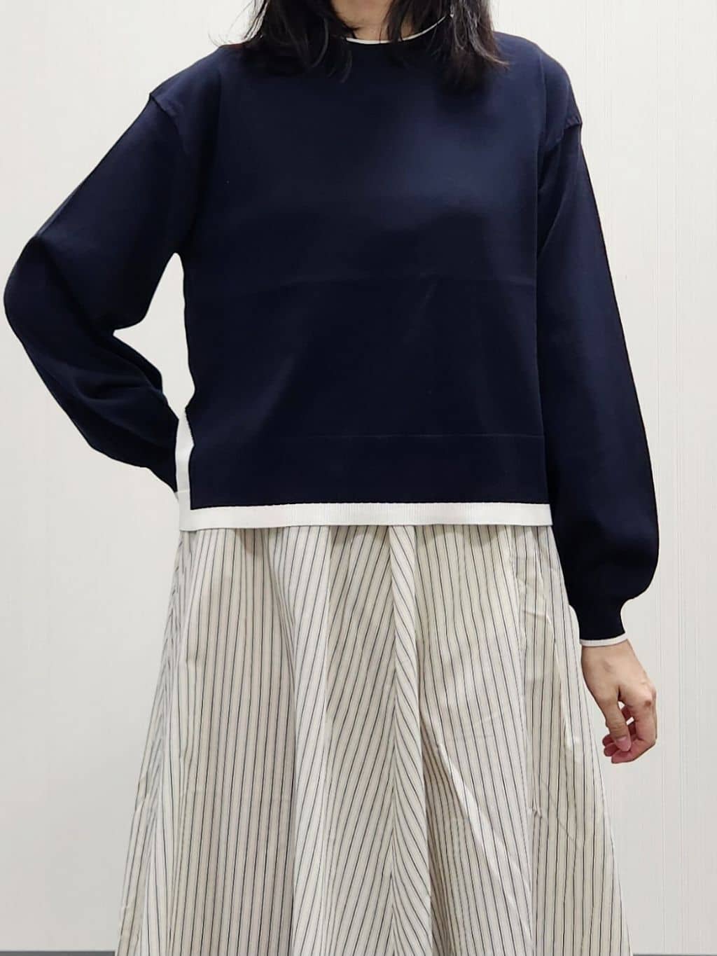 naraさんの「Dessin｜【洗える】バイカラーデザインニット」を使ったコーディネート