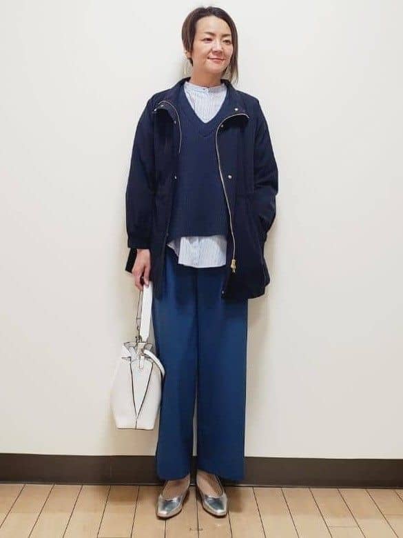 yuuさんの「Reflect｜【撥水】ストレッチタフタミドル丈スタンドカラーコート」を使ったコーディネート