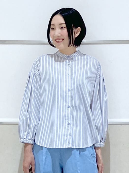 eriko さんの「Dessin｜【洗える】バルーンスリーブバンドカラーシャツ」を使ったコーディネート