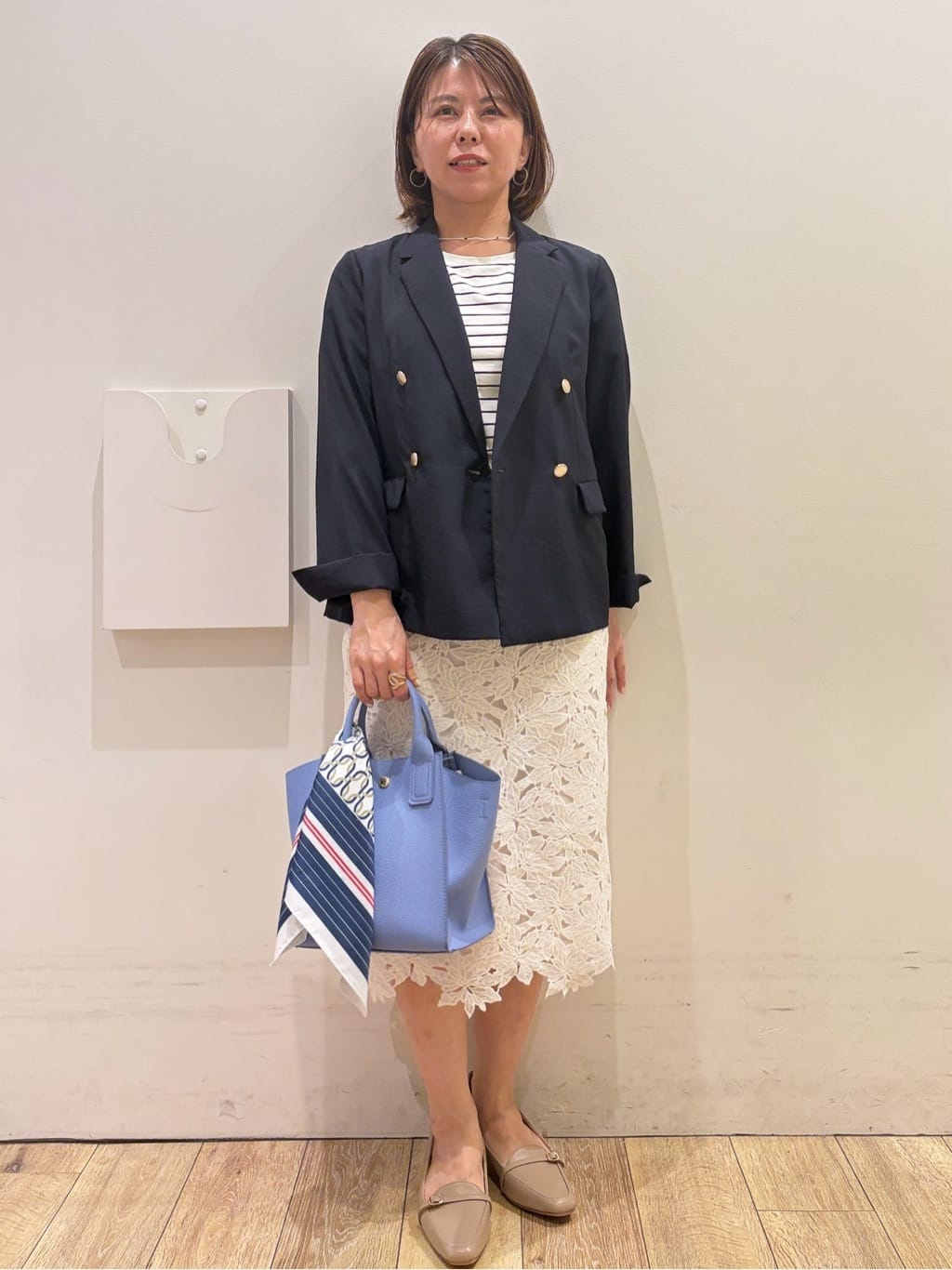 YUKOさんの「index｜《再入荷》ダブルブレストテーラードジャケット【接触冷感／吸水速乾／イージーアイロン／防シワ／洗濯機O」を使ったコーディネート