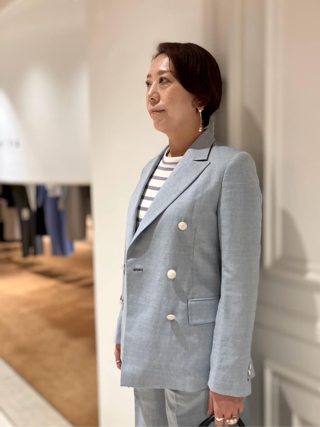 TAJIさんの「DRESSTERIOR｜【セットアップ可】リネンブレンドダブルブレストジャケット」を使ったコーディネート