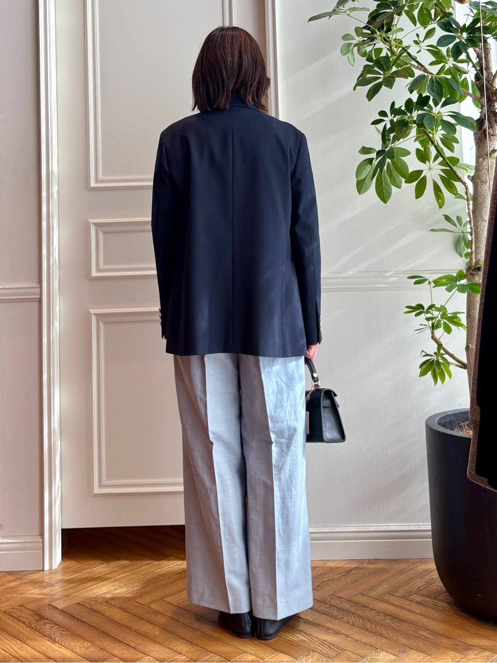 nakaoさんの「DRESSTERIOR｜◆【セットアップ可/ウォッシャブル】リネンブレンドワイドパンツ」を使ったコーディネート