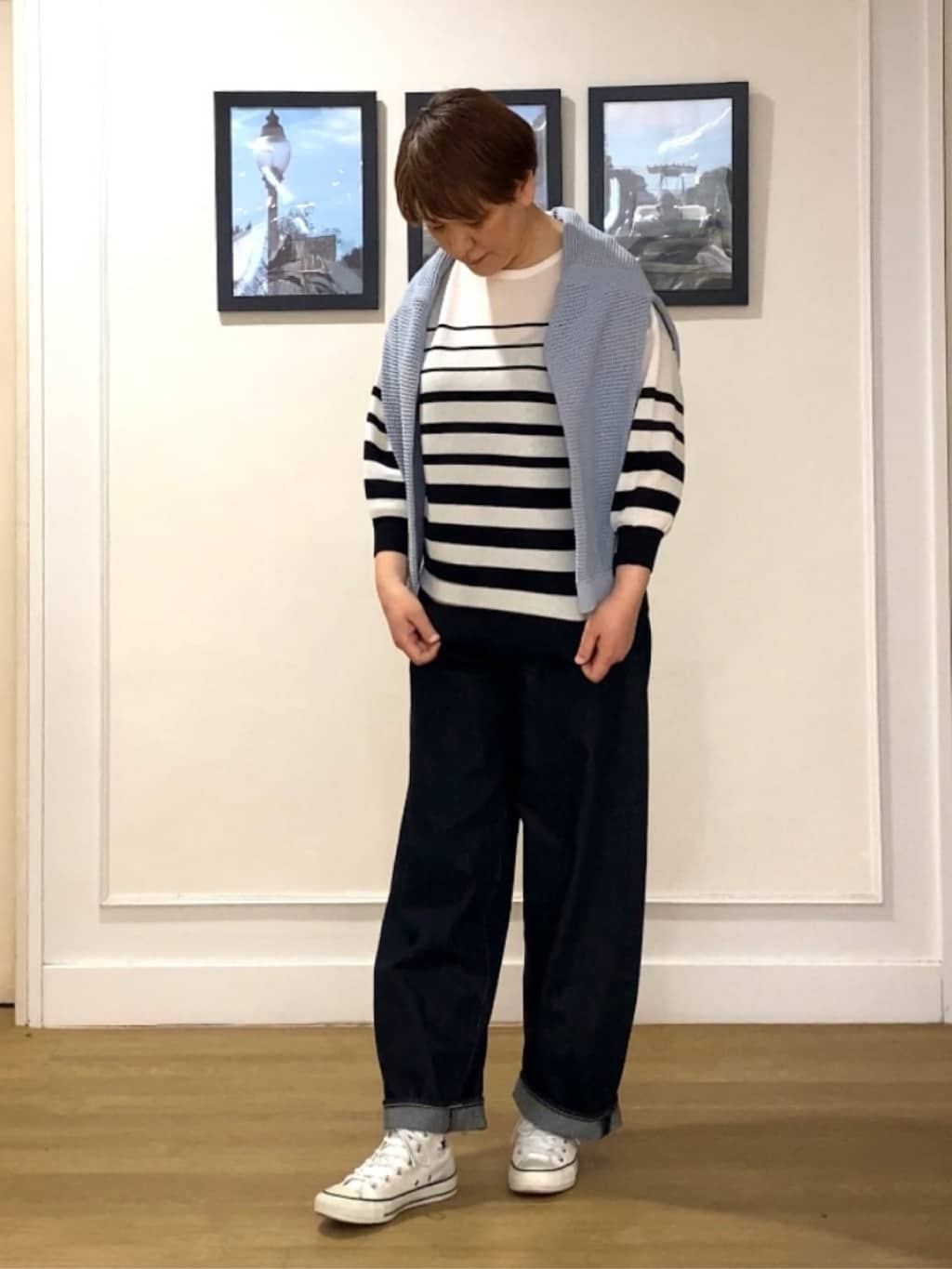 Hiroさんの「Dessin｜【洗える】コットンメッシュニットカーディガン」を使ったコーディネート