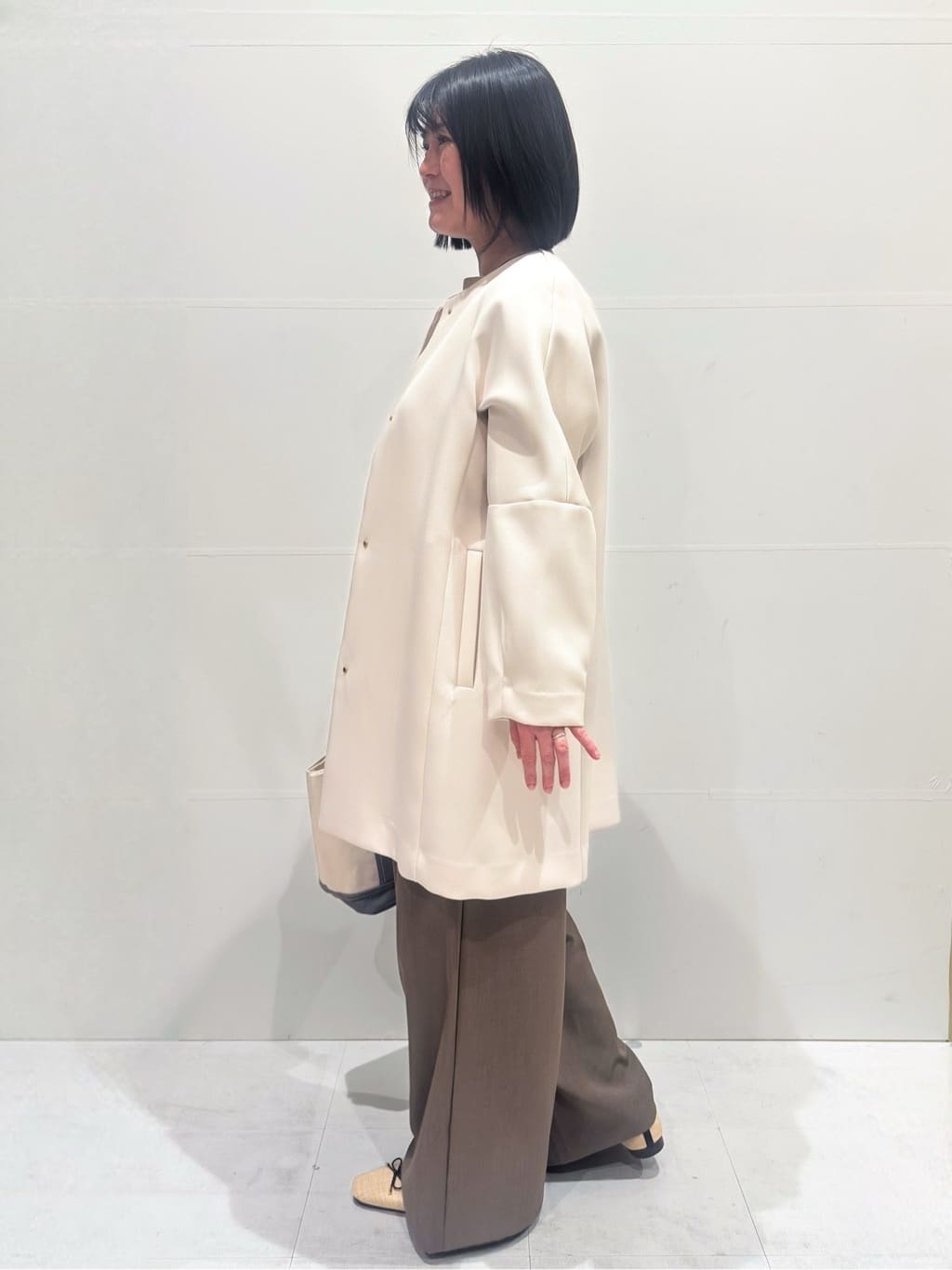 Minさんの「OPAQUE.CLIP｜フォルムスリーブミドルコート【洗濯機OK】」を使ったコーディネート