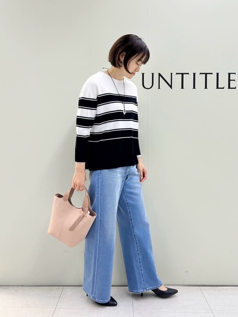 Mikiさんの「UNTITLED｜◆【洗える/ゆったり】ボーダーボートネックニット」を使ったコーディネート