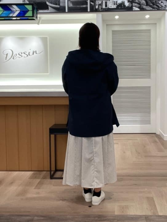 rinさんの「Dessin｜【セットアップ可/洗える】先染めストライプフレアスカート」を使ったコーディネート