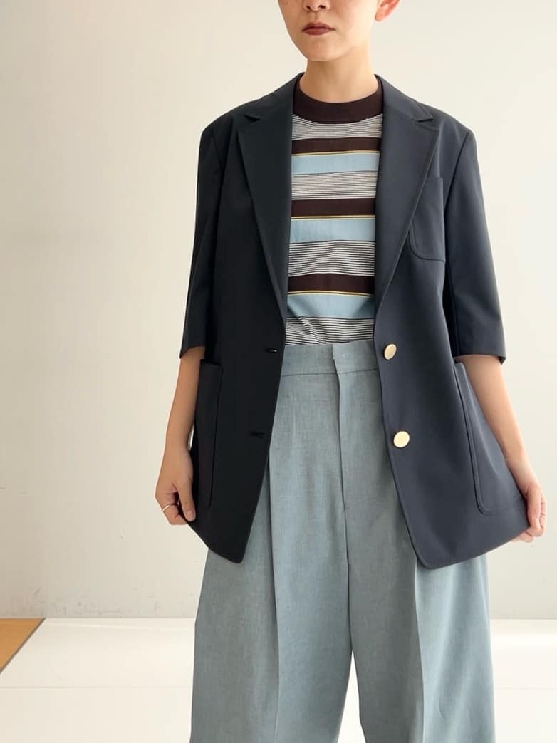 OCHIAIさんの「DRESSTERIOR｜【接触冷感/セットアップ可】 2WAYストレッチスリークオータージャケット」を使ったコーディネート
