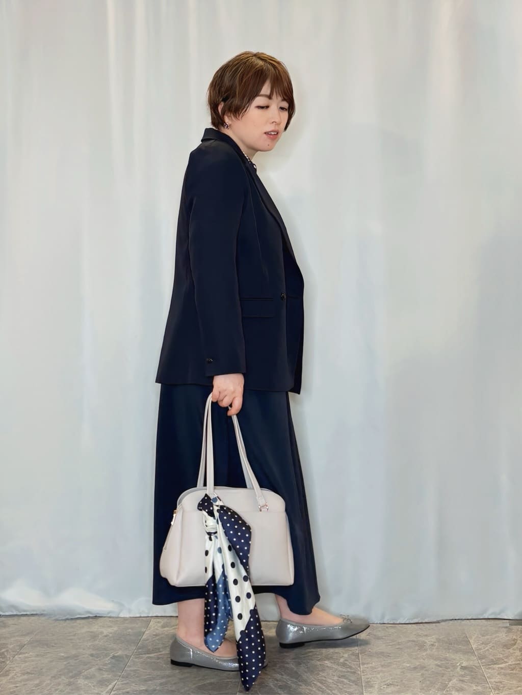 たみさんの「SHOO･LA･RUE｜【洗濯機可/イージーケア/UV】オンオフ使える　ゆったりダブルジャケット」を使ったコーディネート
