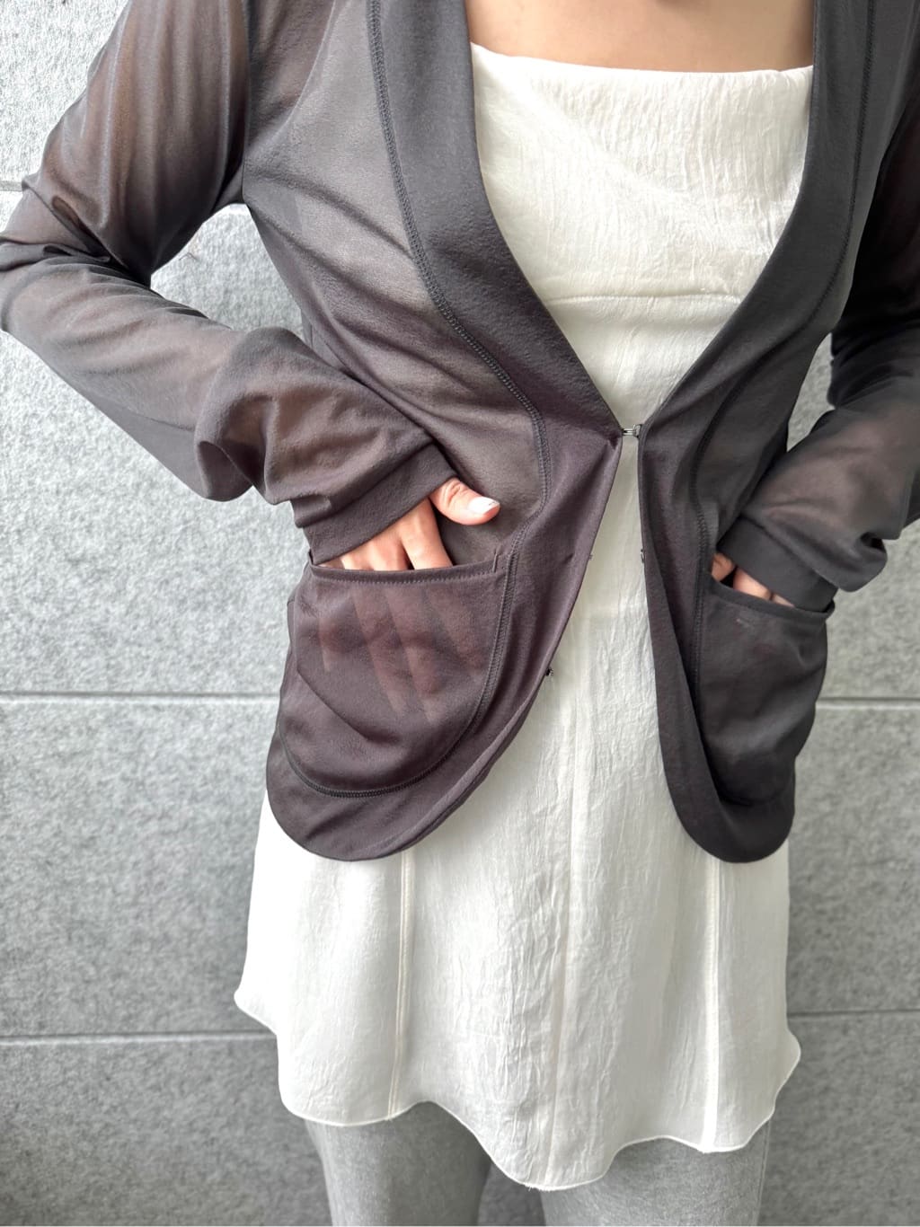 uchi__yamaさんの「CODE A｜sheer jersey cardigan」を使ったコーディネート