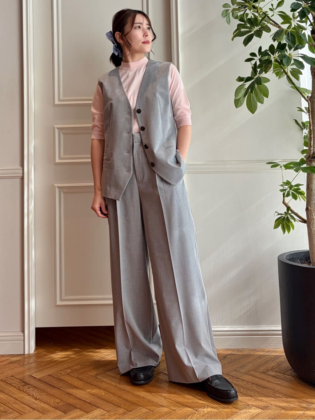 nakaoさんの「DRESSTERIOR｜【セットアップ可/ウォッシャブル】セットアップストライプジレ」を使ったコーディネート