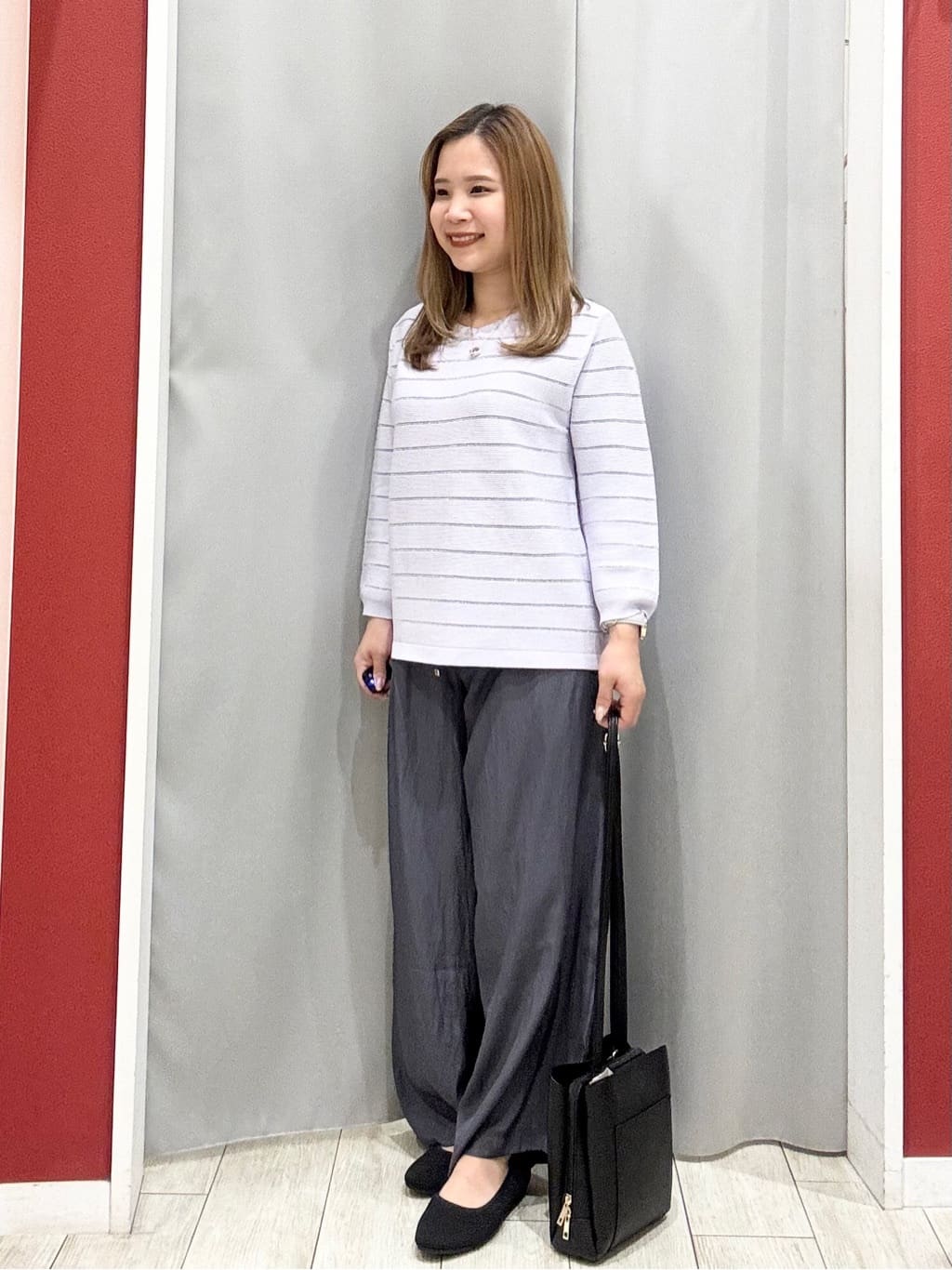 shioさんの「SHOO･LA･RUE｜【高レビュー/洗濯機可/S-LL】さらっと着られる 8分袖Ⅴネックニット」を使ったコーディネート