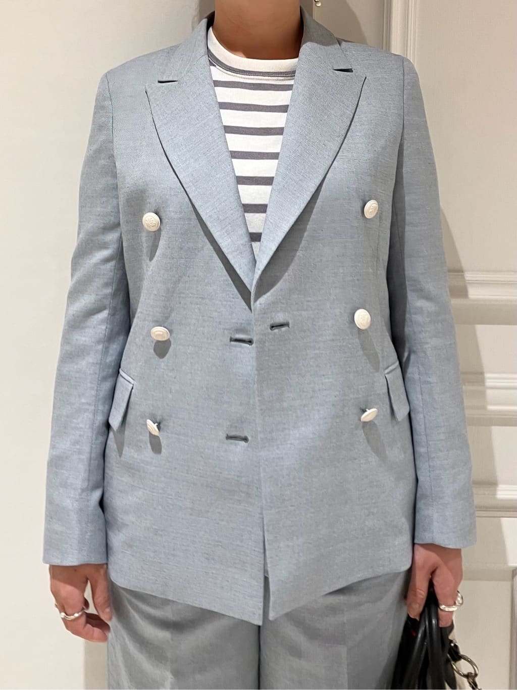 TAJIさんの「DRESSTERIOR｜【セットアップ可】リネンブレンドダブルブレストジャケット」を使ったコーディネート
