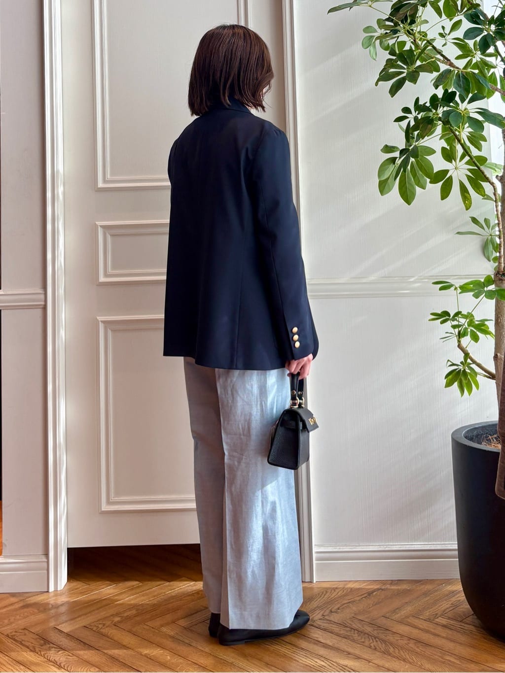 nakaoさんの「DRESSTERIOR｜◆【セットアップ可/ウォッシャブル】リネンブレンドワイドパンツ」を使ったコーディネート