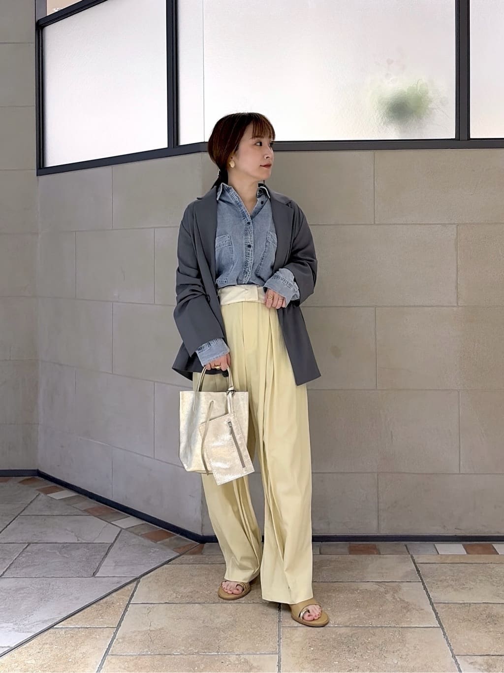 よねさんの「INDIVI｜Comfy SET UP｜ダブルブレストイージージャケット【セットアップ対応／通勤／カセット服／接触」を使ったコーディネート