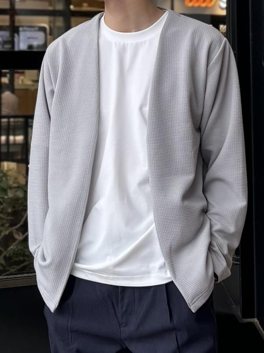 うらしーさんの「THE SHOP TK｜【2点セット】カーディガン＋半袖Tシャツ 洗濯機OK」を使ったコーディネート