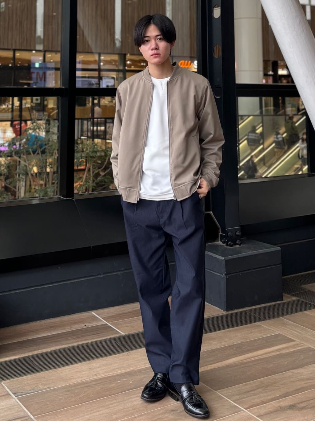 うらしーさんの「THE SHOP TK｜FLEX LINE ストレッチリブブルゾン　ストレッチ/防シワ/マシンウォッシャブル/セットアップ可」を使ったコーディネート