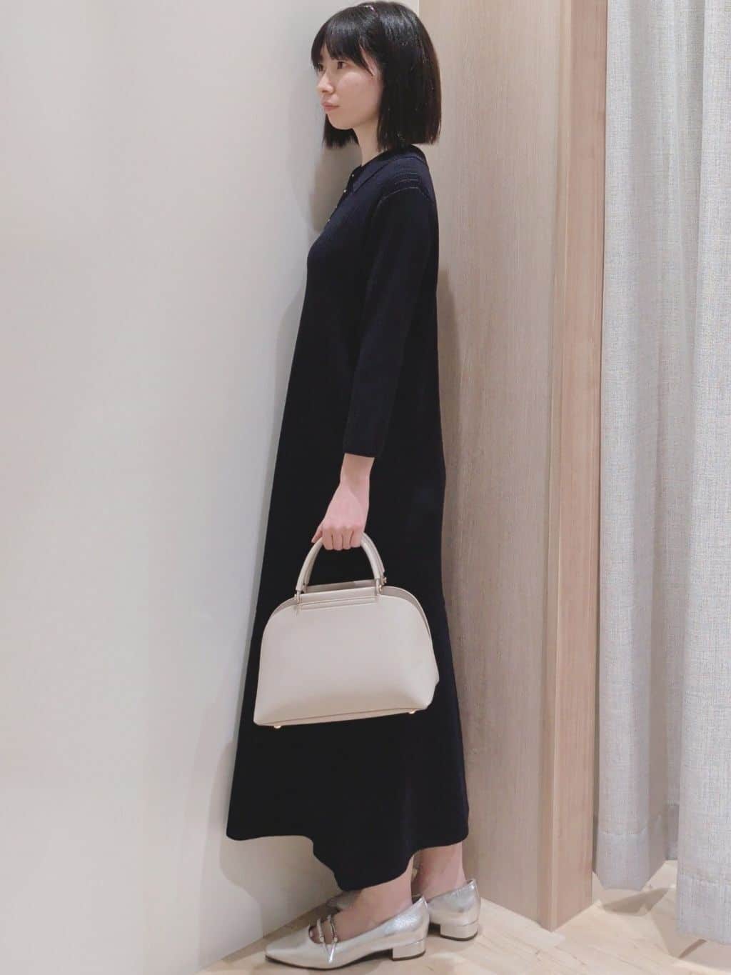 Yuiさんの「grove｜高評価！【洗える】大人の上品ポロニットワンピース」を使ったコーディネート