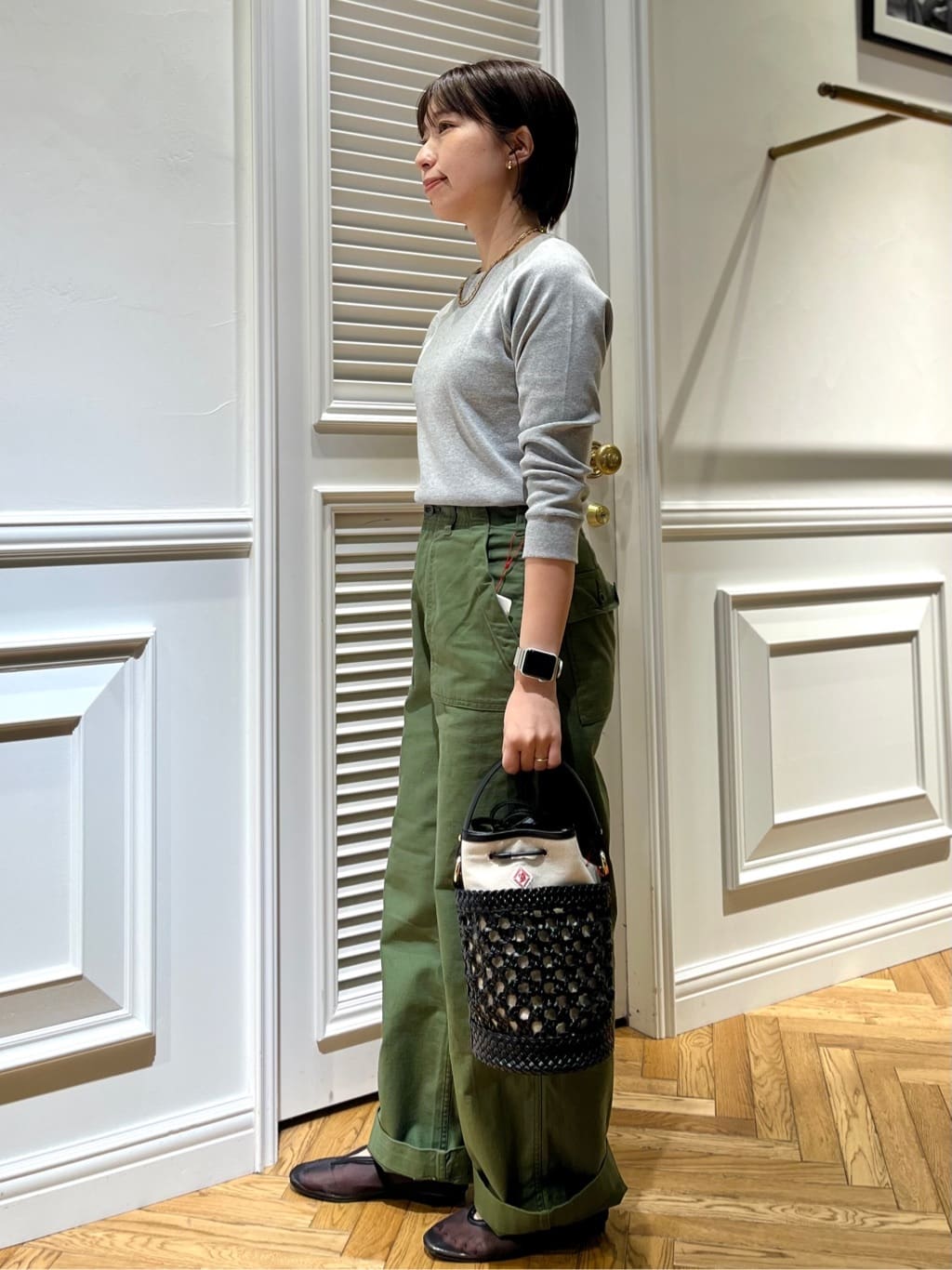 つじ まこさんの「DRESSTERIOR｜◆【otonaMUSE5月号掲載/3WAY】メッシュ＆キャンバス バケツBAG」を使ったコーディネート
