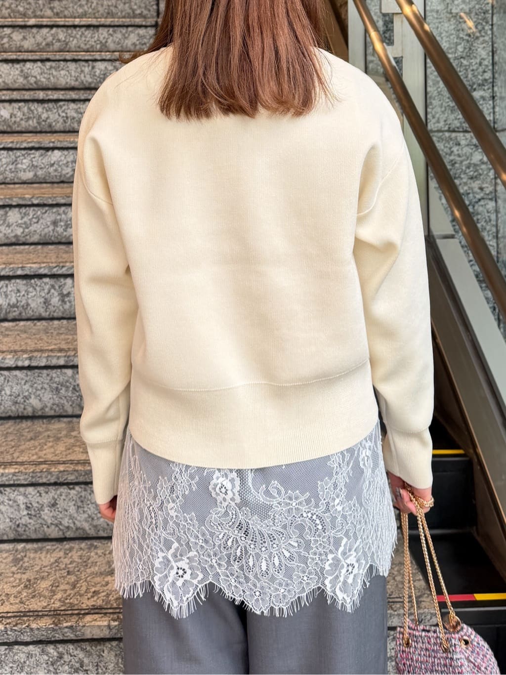 HANNAさんの「OPAQUE.CLIP｜ハーフZIP刺繍ロゴニット【洗濯機OK】」を使ったコーディネート