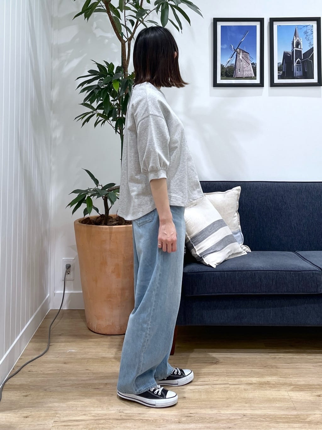canaさんの「Dessin｜【360度可愛い】バックヘンリーカットソー5分袖」を使ったコーディネート
