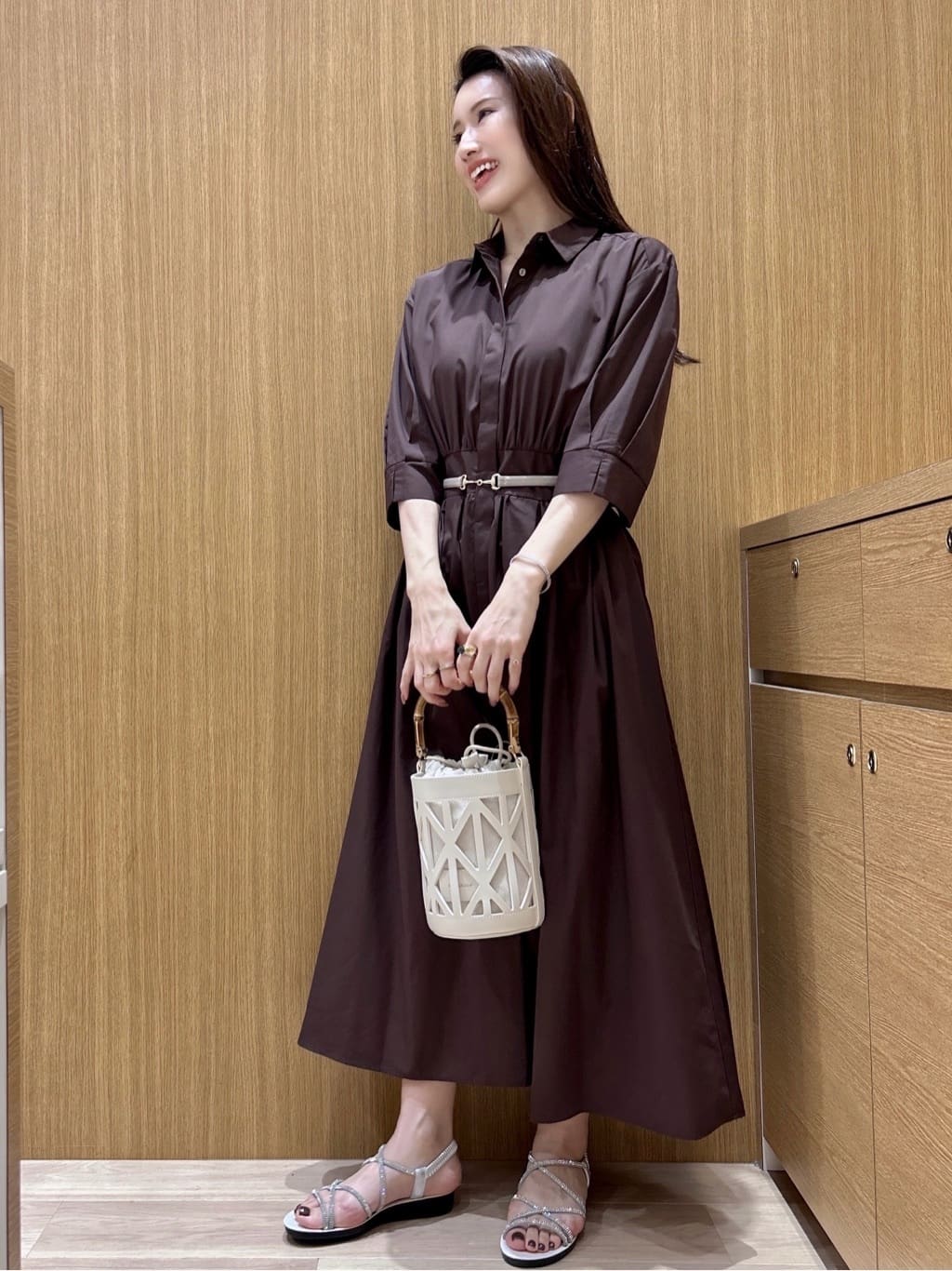 maiさんの「OPAQUE.CLIP｜リボンベルト付きシャツワンピース【洗濯機OK／防シワ加工】」を使ったコーディネート