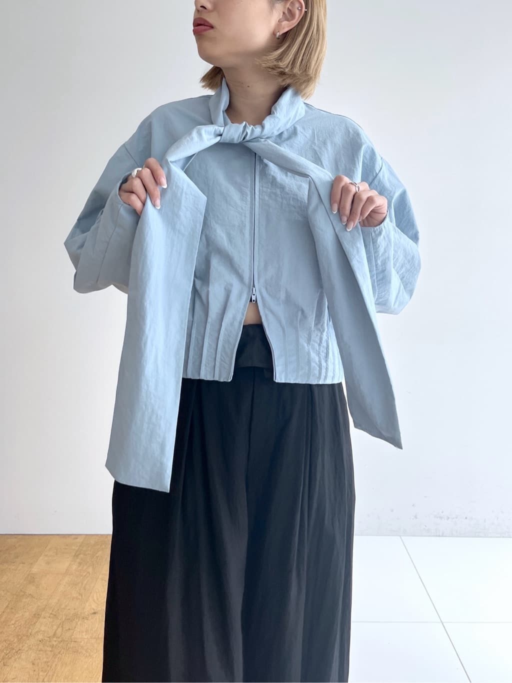 Harukaさんの「INDIVI｜ボウタイシャツブルゾン」を使ったコーディネート