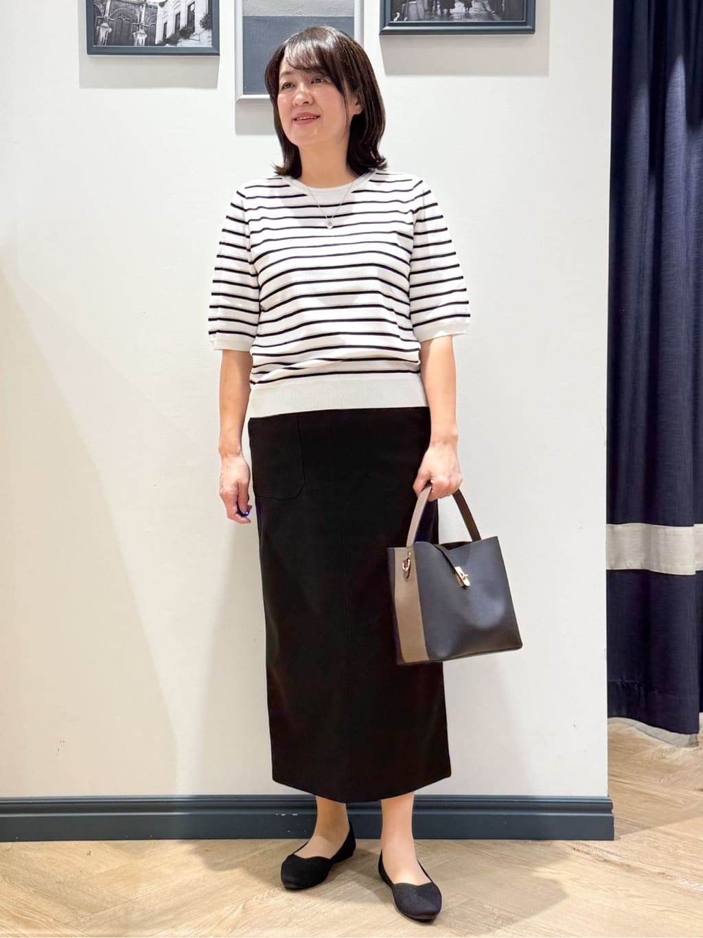 Lilyさんの「grove｜【貴島明日香さん着用】ハイパーストレッチナロースカート」を使ったコーディネート