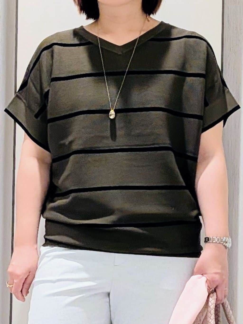 Onumaさんの「UNTITLED｜【接触冷感/洗える/後ろウエストゴム】オックステーパードパンツ」を使ったコーディネート