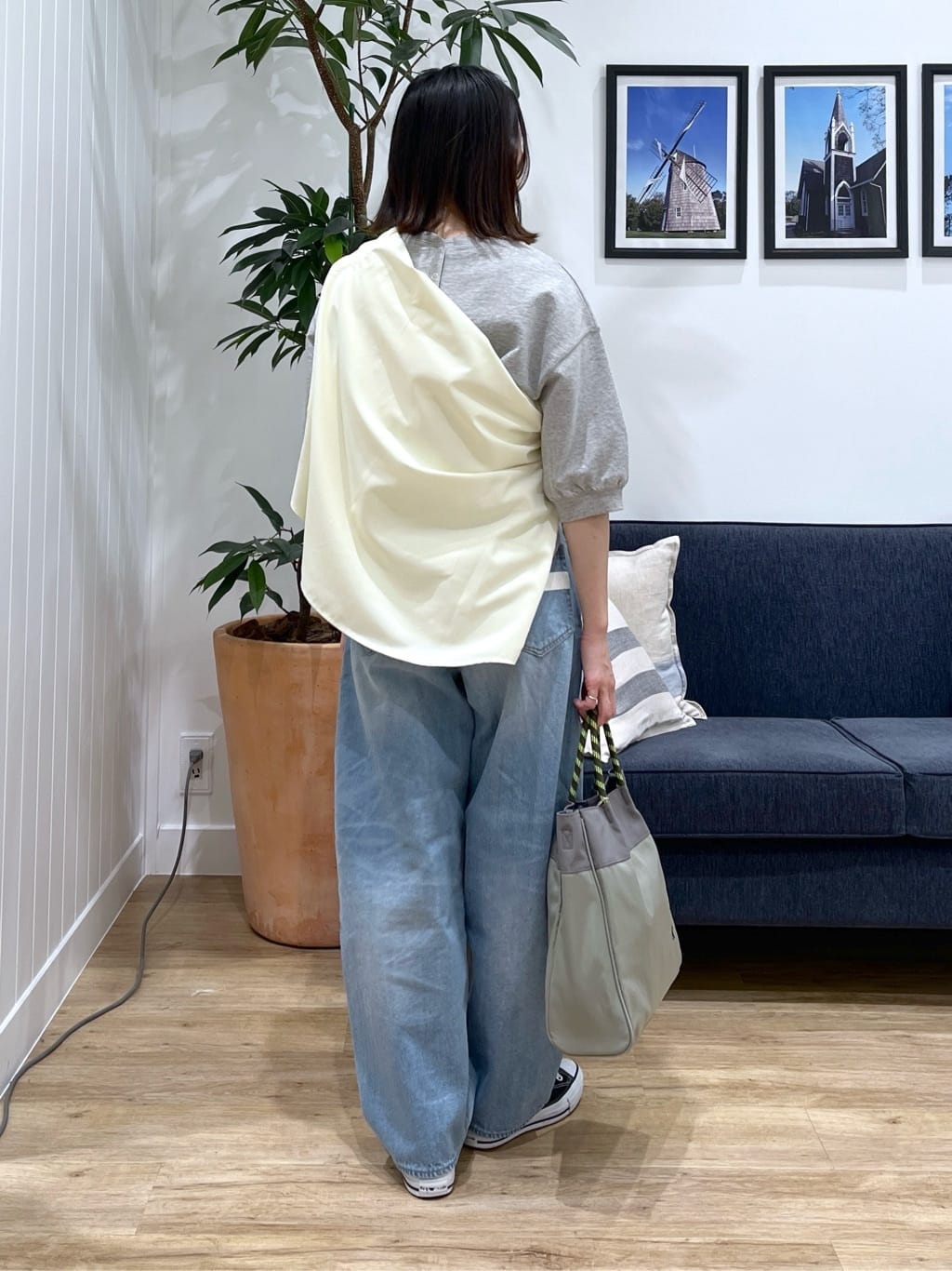 canaさんの「Dessin｜【360度可愛い】バックヘンリーカットソー5分袖」を使ったコーディネート