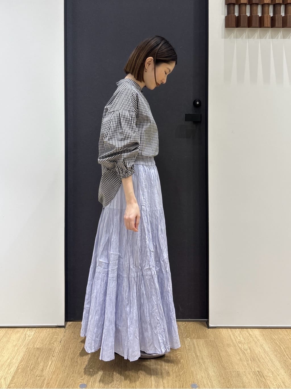 risaさんの「Dessin｜【洗える】バルーンスリーブバンドカラーシャツ」を使ったコーディネート