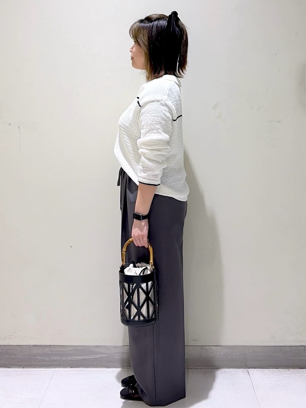 *mai*さんの「OPAQUE.CLIP｜テープヤーンキーネックニット【洗濯機OK】」を使ったコーディネート