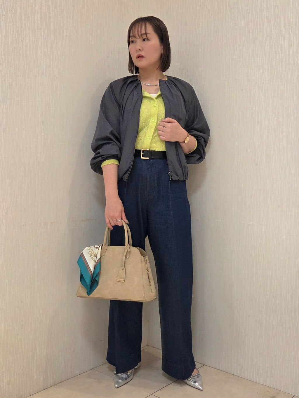 naokoさんの「UNTITLED｜◆【セットアップ可/はっ水】シャイニータイプライターブルゾン」を使ったコーディネート