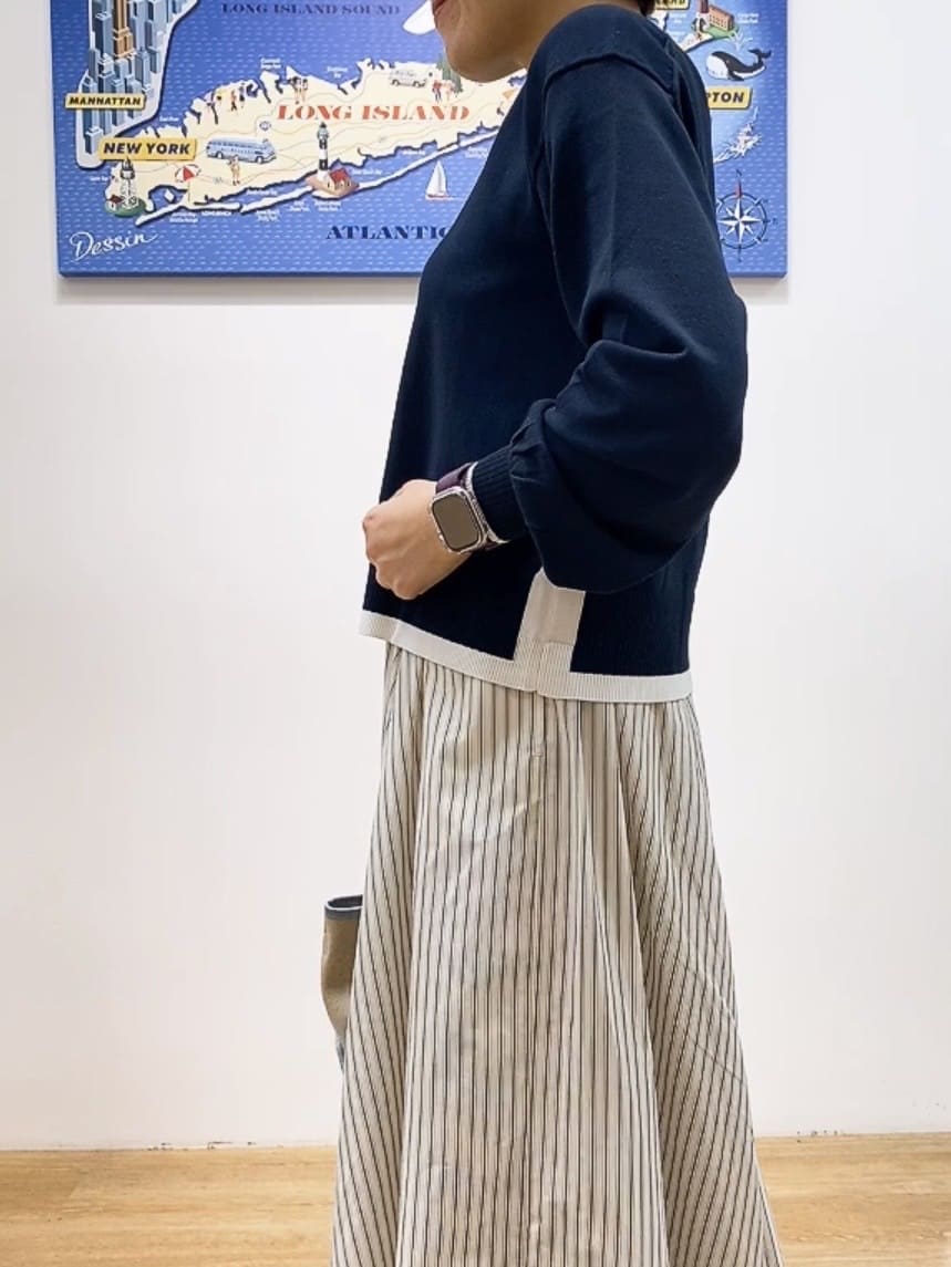 Hamaさんの「Dessin｜【洗える】バイカラーデザインニット」を使ったコーディネート
