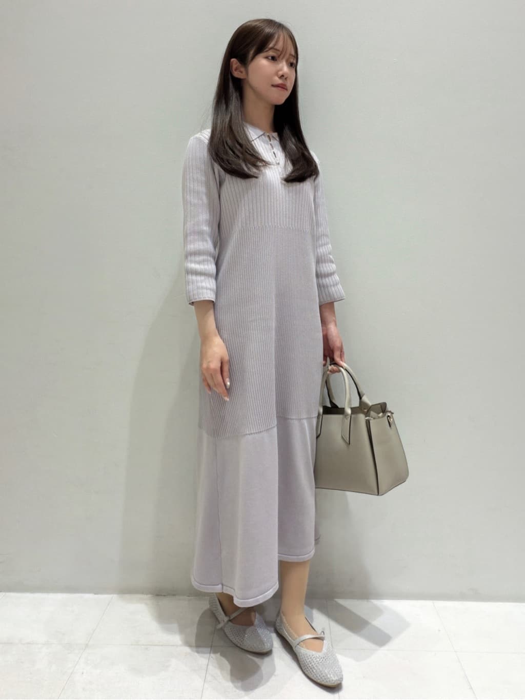 risaさんの「grove｜高評価！【洗える】大人の上品ポロニットワンピース」を使ったコーディネート