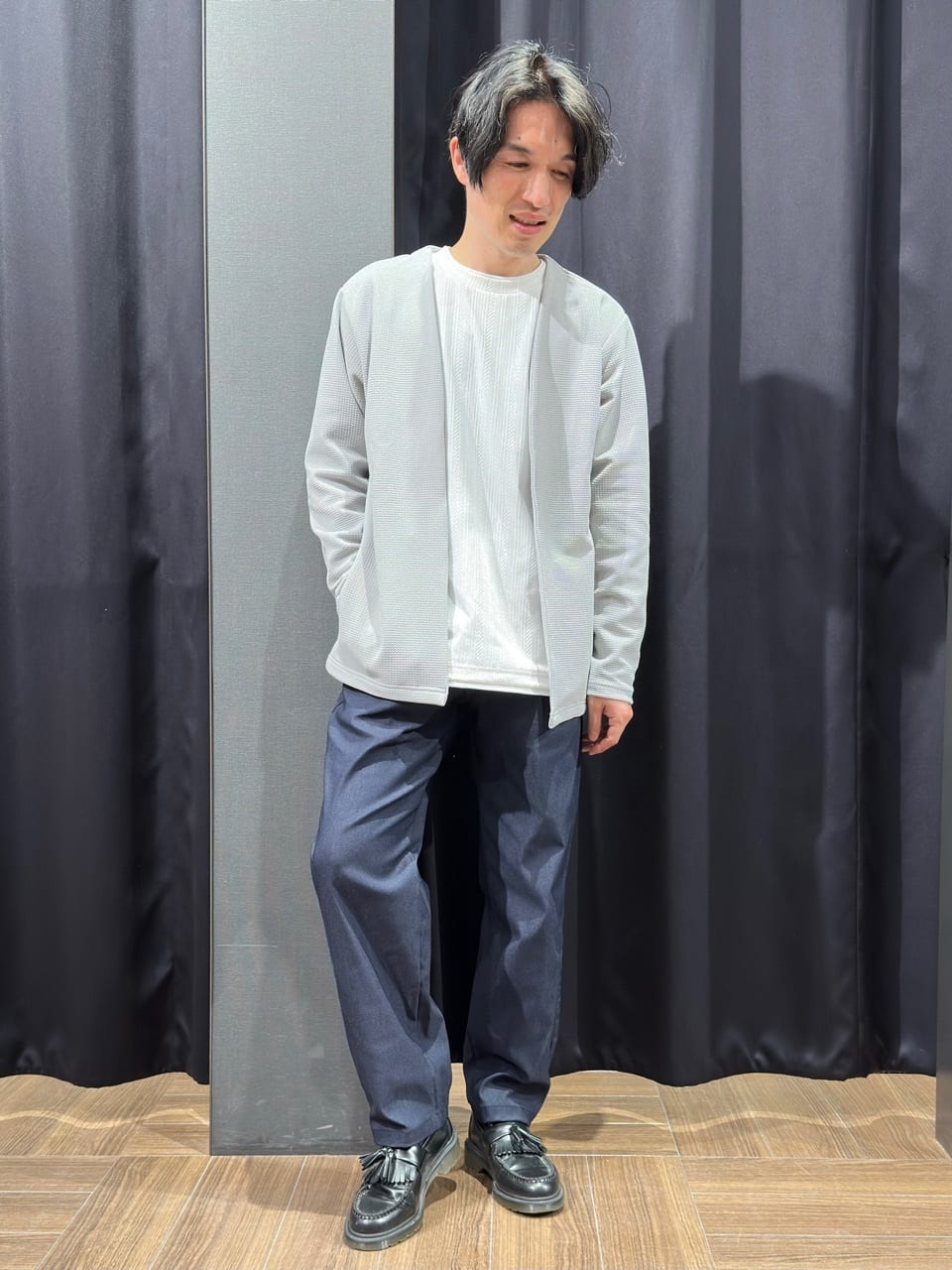 tomoyaさんの「THE SHOP TK｜【2点セット】カーディガン＋半袖Tシャツ 洗濯機OK」を使ったコーディネート