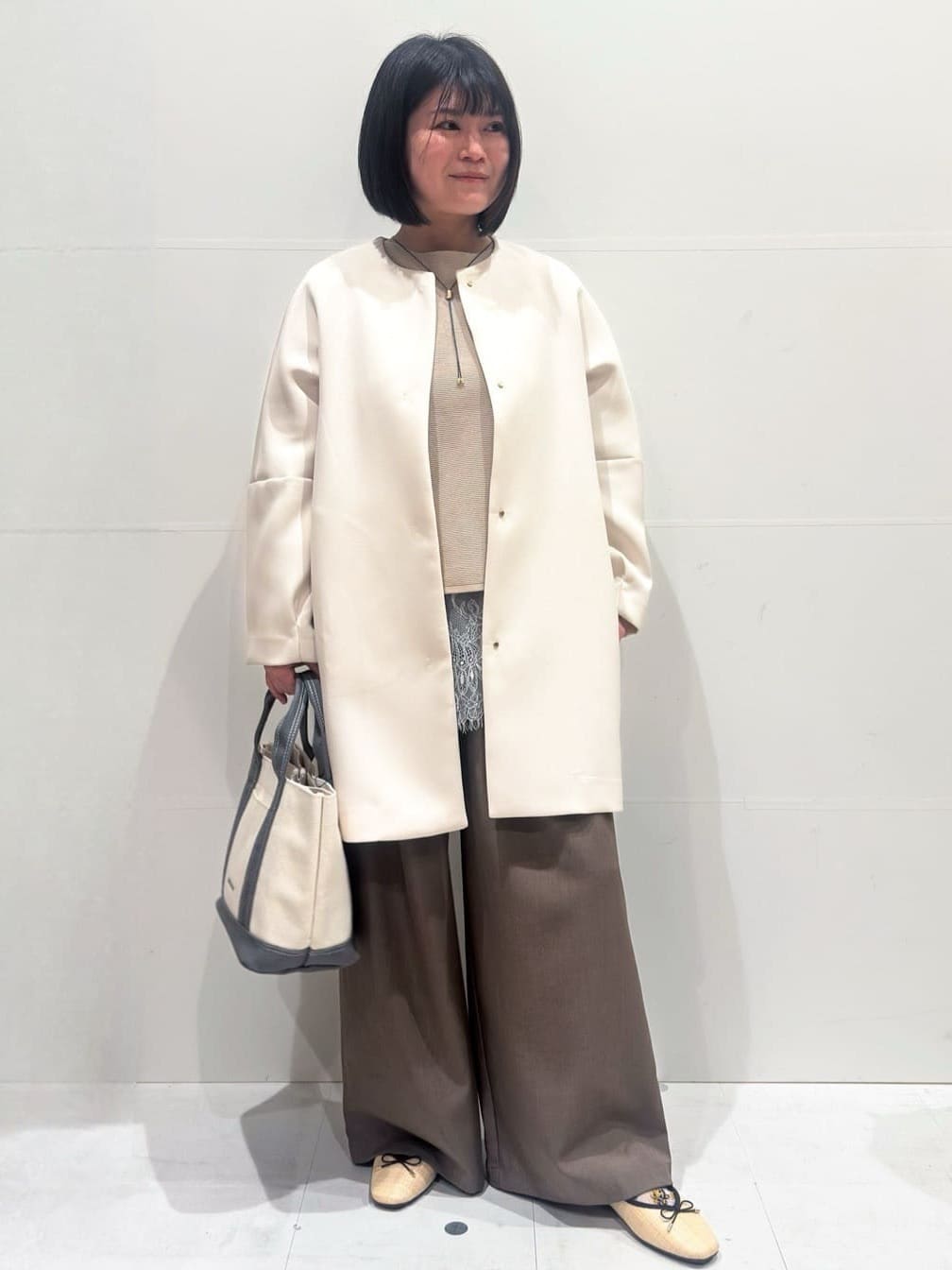 Minさんの「OPAQUE.CLIP｜フォルムスリーブミドルコート【洗濯機OK】」を使ったコーディネート