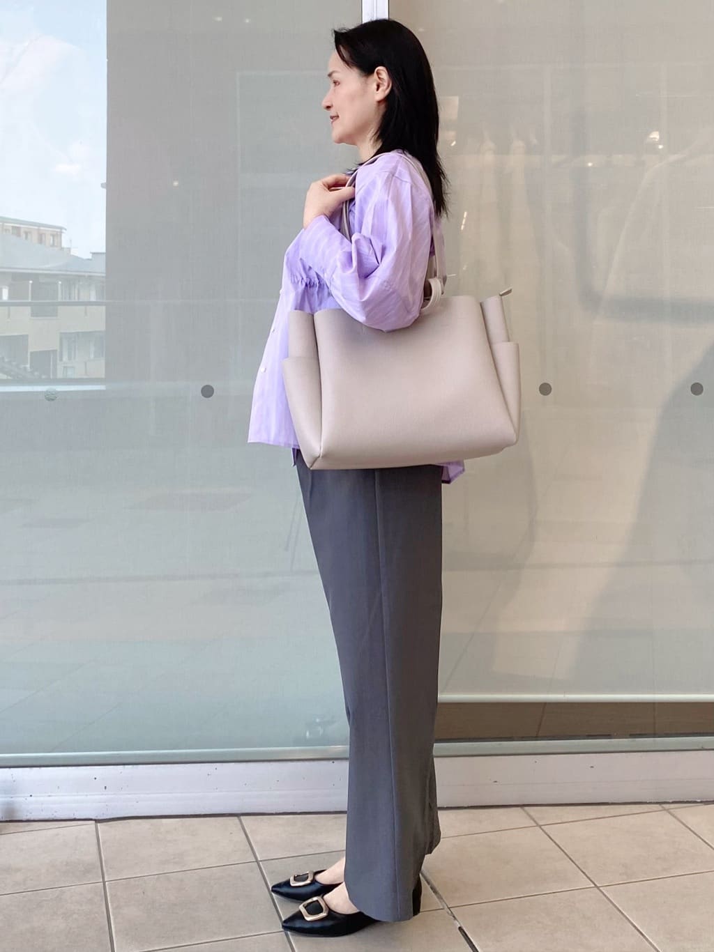 Jeanさんの「OPAQUE.CLIP｜ストライプペプラムデザインブラウス【洗濯機OK】」を使ったコーディネート