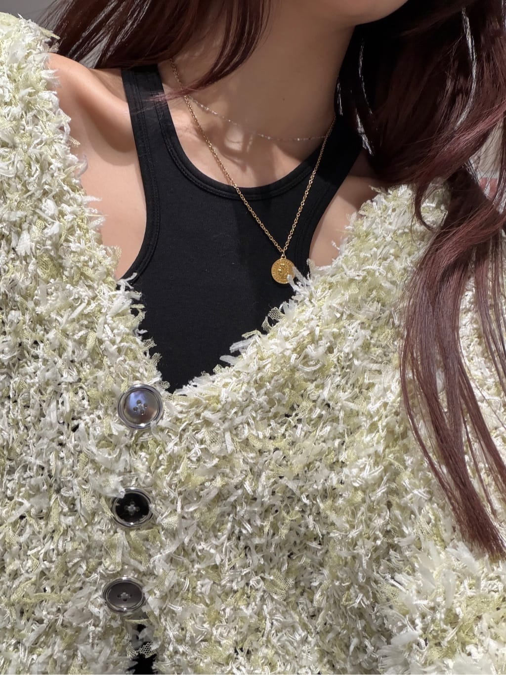 kanamiさんの「CODE A｜fancy yarn cardigan」を使ったコーディネート