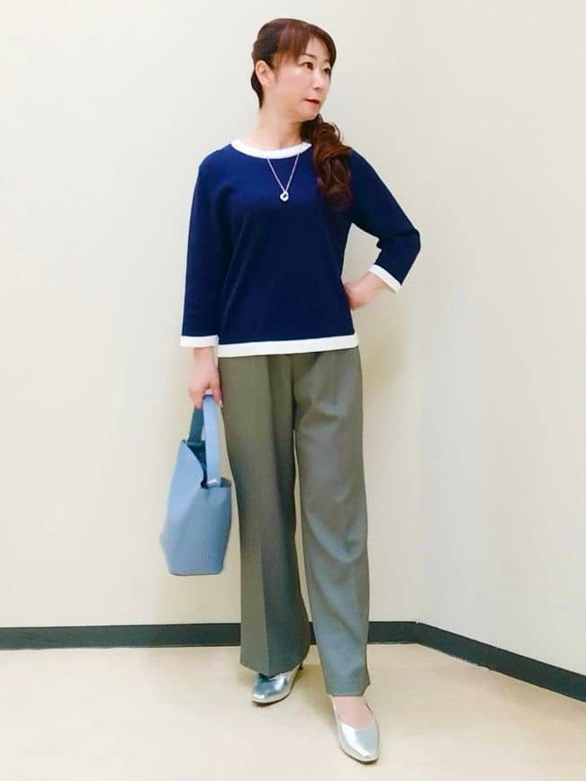 花さんの「Reflect｜【ウエスト総ゴム】チェック柄イージーワイドパンツ」を使ったコーディネート