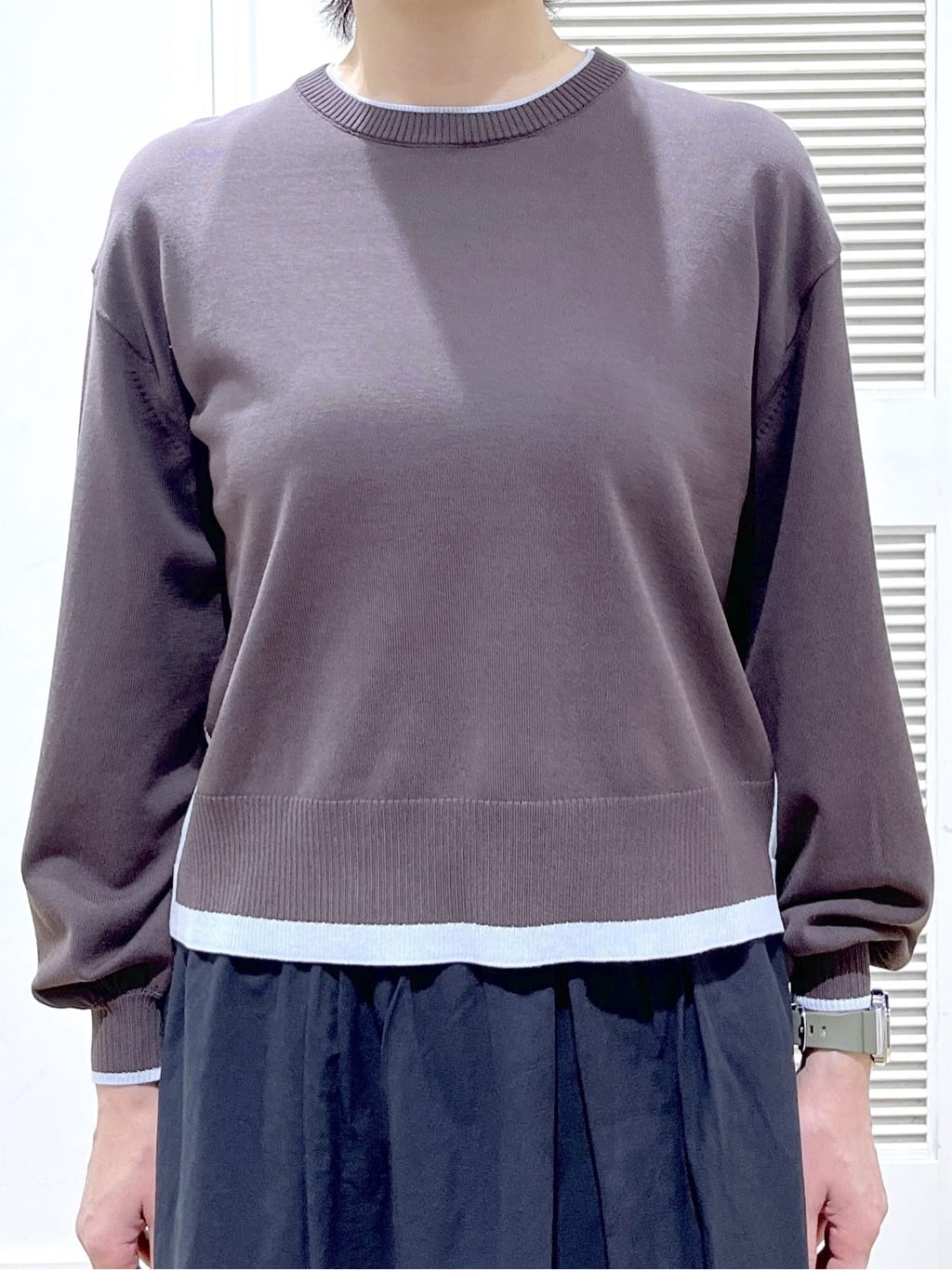 Miyazakiさんの「Dessin｜【洗える】バイカラーデザインニット」を使ったコーディネート