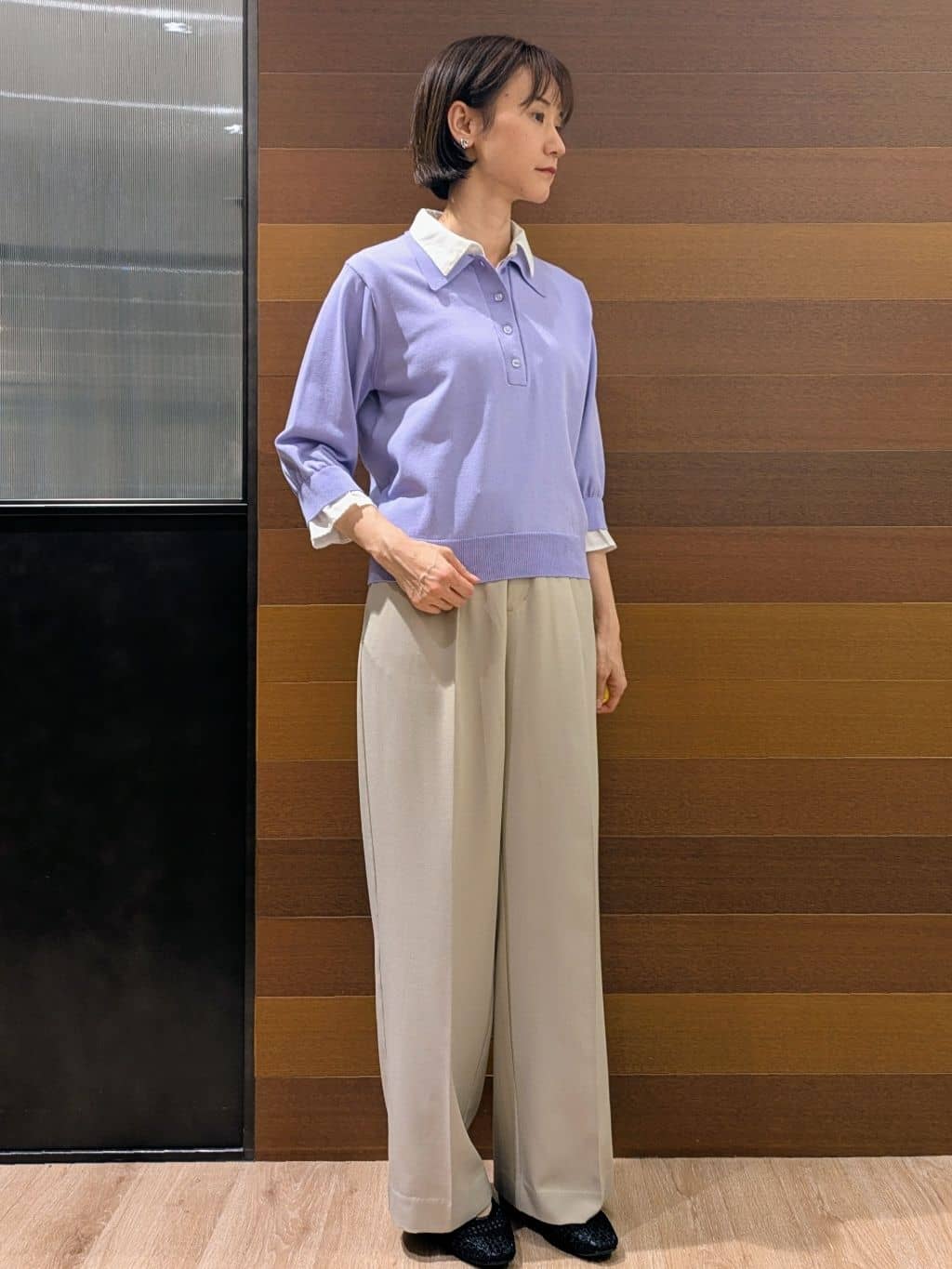 miuraさんの「OPAQUE.CLIP｜美脚ストレッチストレートワイドパンツ【洗濯機OK】」を使ったコーディネート